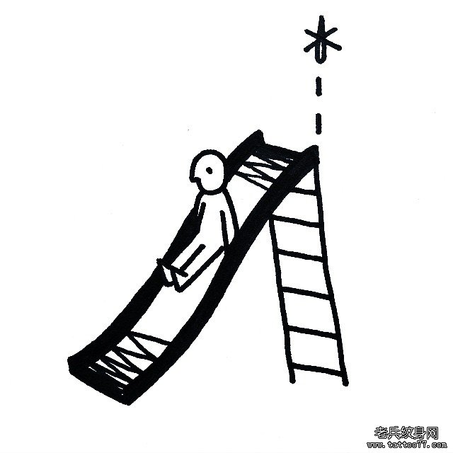 线条滑梯纹身手稿