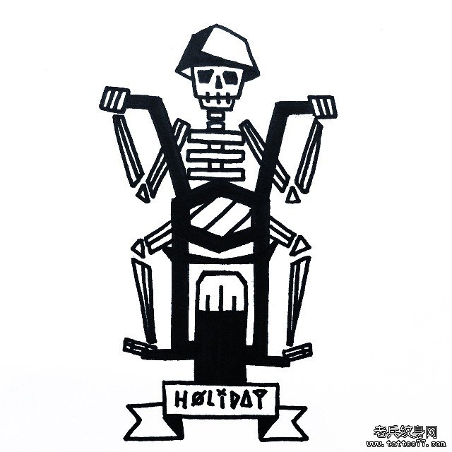 几何骷髅纹身