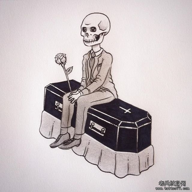 个性骷髅纹身手稿