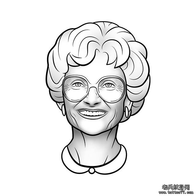 个性黑灰老人纹身手稿