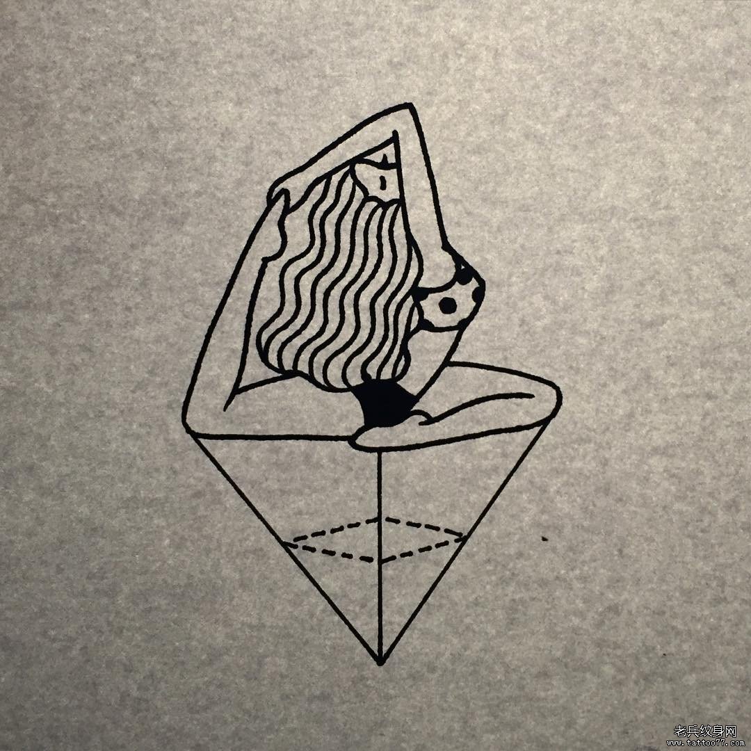 瑜伽美女纹身手稿