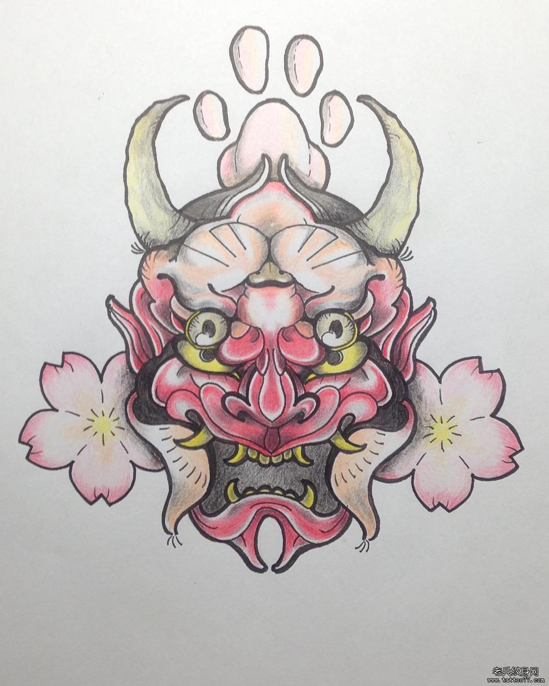彩色怪物纹身手稿