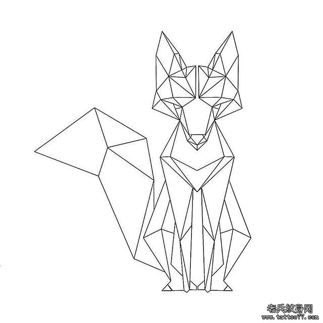 简笔几何狐狸纹身手稿