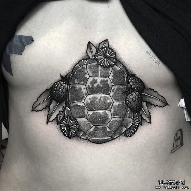 胸下个性乌龟纹身