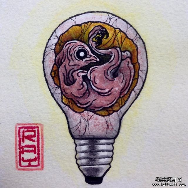 彩色卡通小鸟纹身