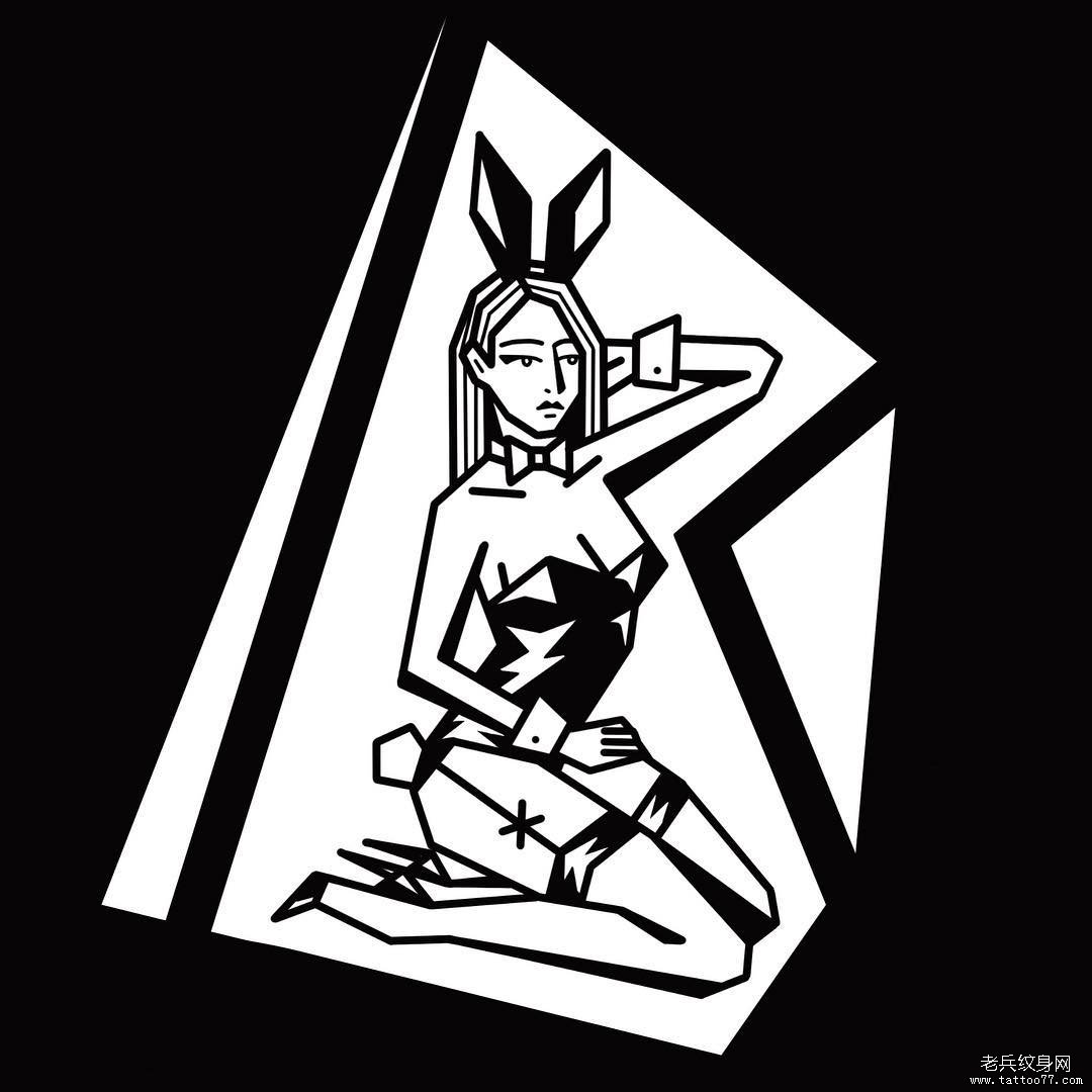 几何兔女郎纹身手稿