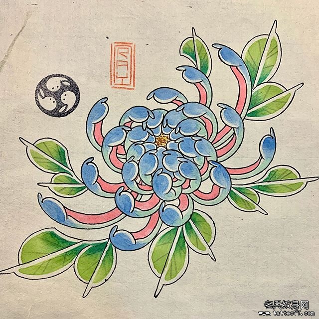 日式个性菊花纹身