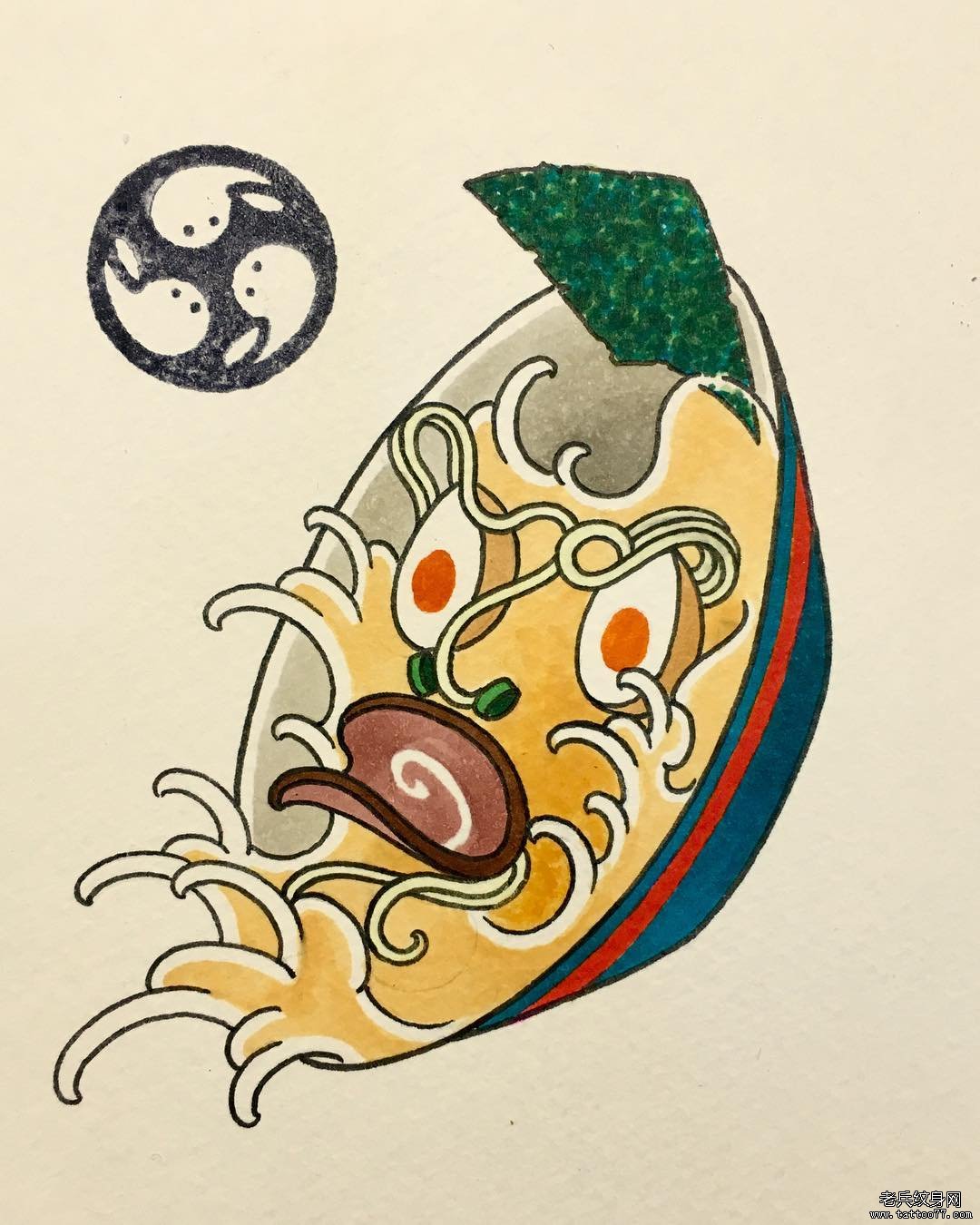日式拉面纹身手稿