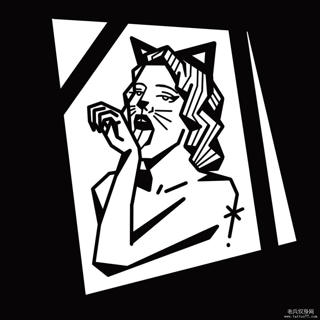 猫女郎纹身手稿