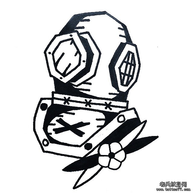 几何面具纹身手稿