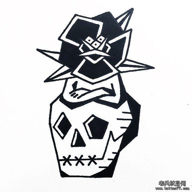 骷髅玫瑰纹身手稿