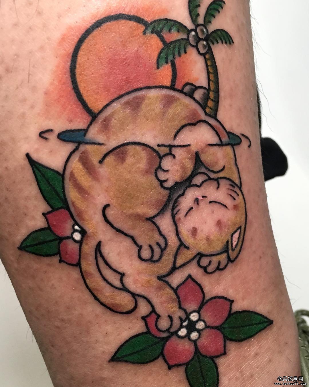 个性日式猫咪纹身