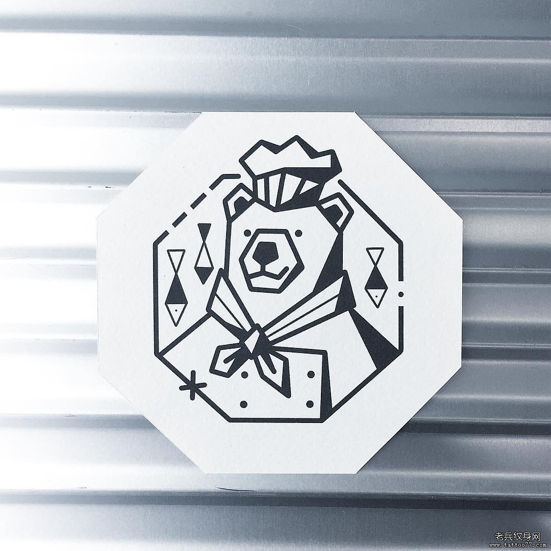 小熊厨师纹身手稿