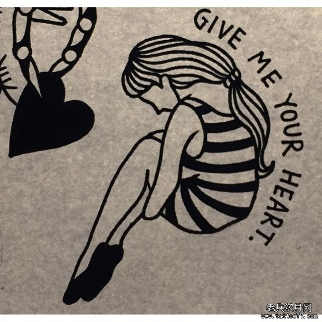 女孩纹身手稿