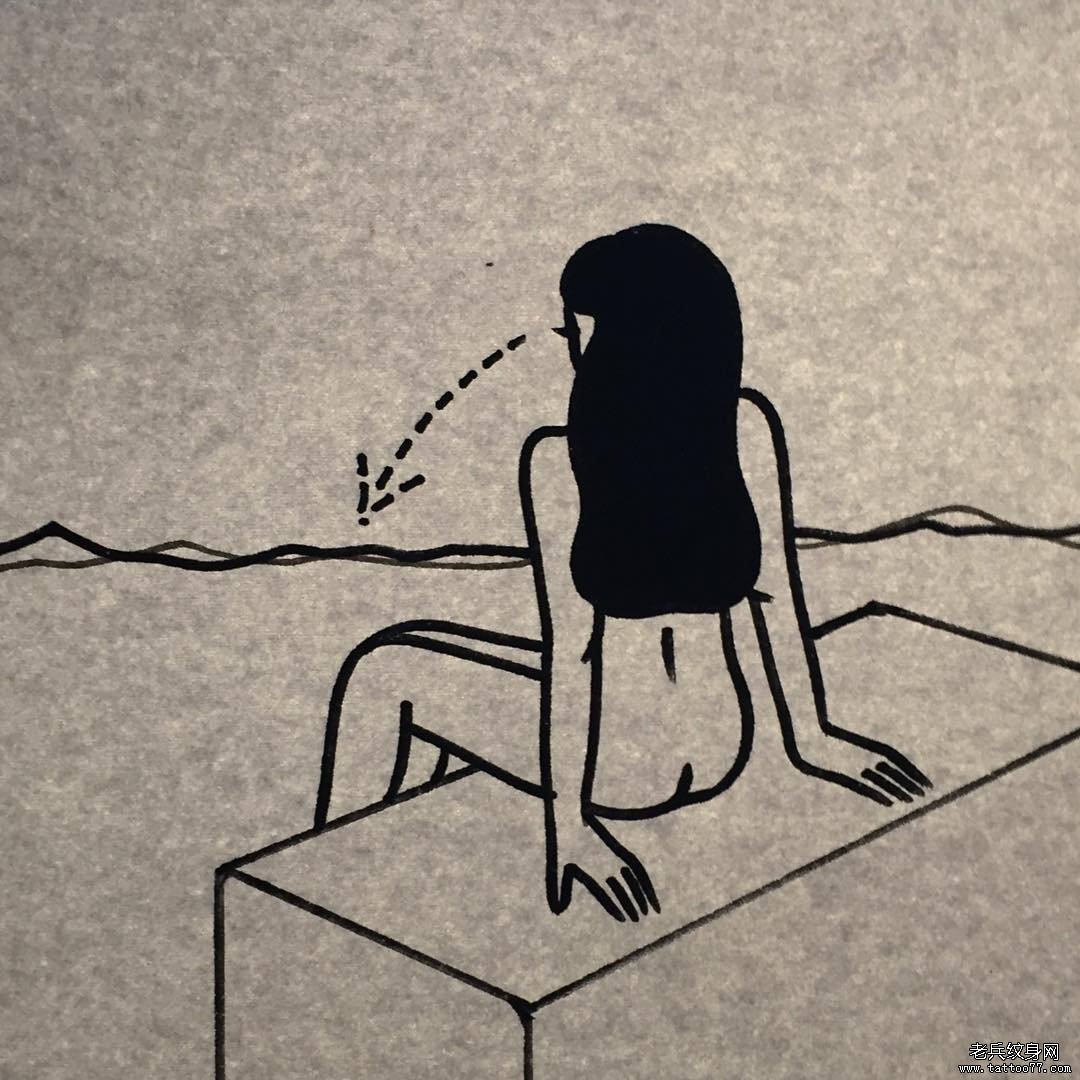 沙滩女郎纹身手稿