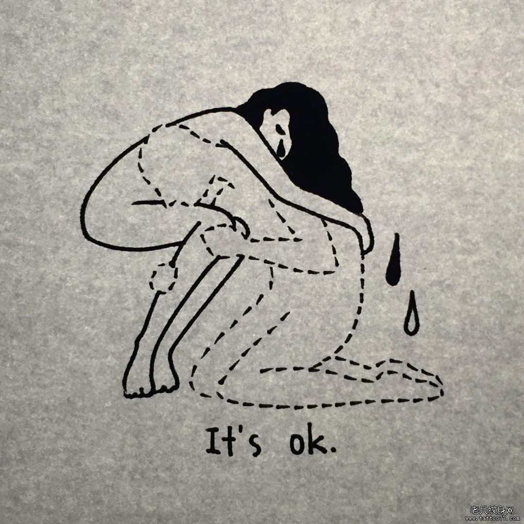 线条女郎纹身手稿