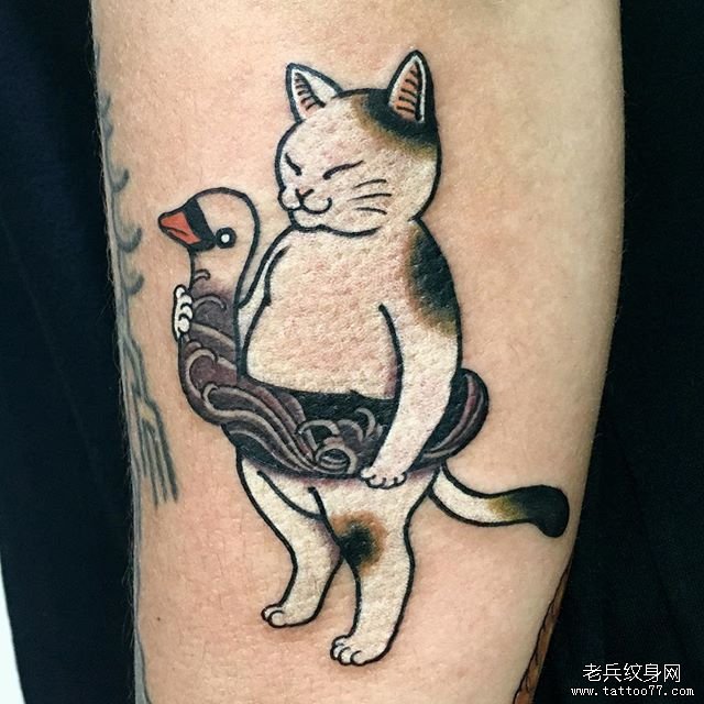 个性日式猫咪纹身