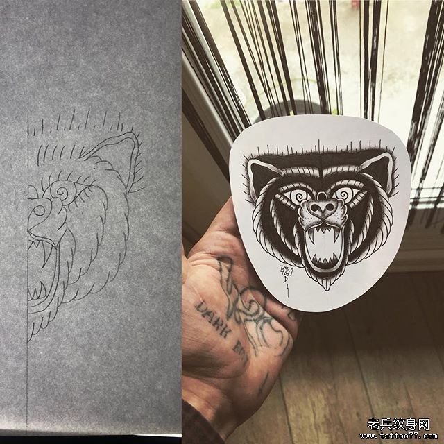黑熊纹身手稿