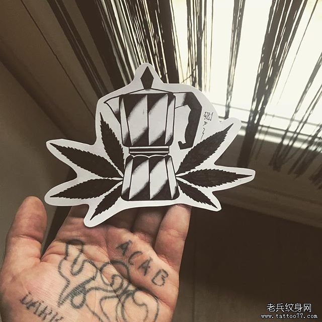 咖啡壶纹身手稿