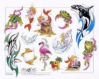 卡通海豚美人鱼纹身图案图片
