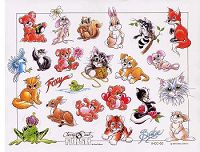 卡通狐狸小老虎兔子猫咪纹身图案图片