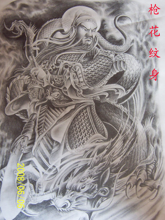 满背关公战马纹身图案图片（tattoo)