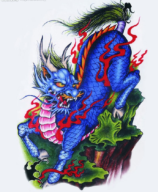 火麒麟纹身图案大全
