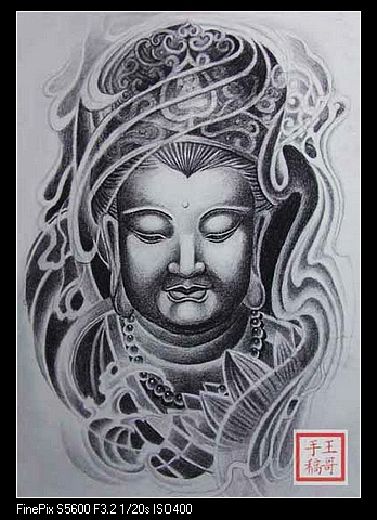 观音佛纹身图案图片