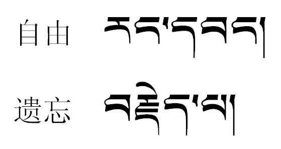 藏文自由，遗忘——藏文文字纹身图案图片