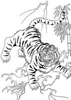 老虎纹身图案图片：下山虎纹身图案图片