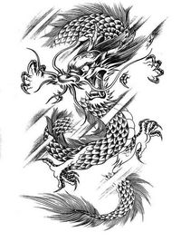 一款凶猛的龙纹身图案图片