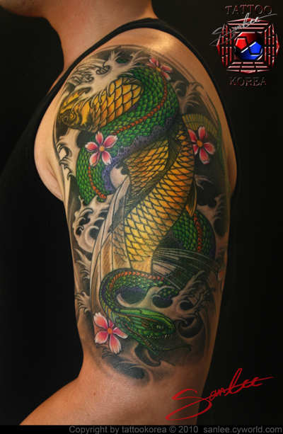 胳膊蛇鲤鱼纹身图案