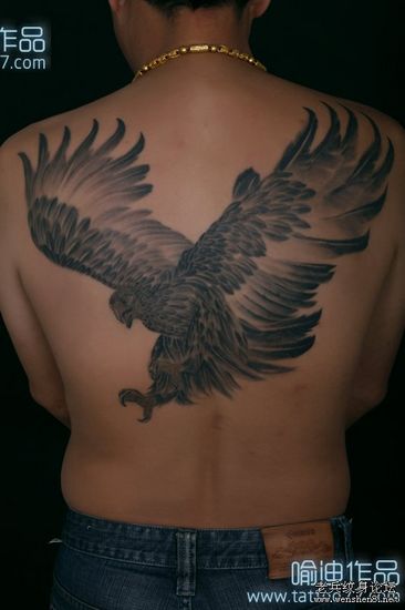 老鹰纹身图案：满背老鹰纹身图案纹身图片