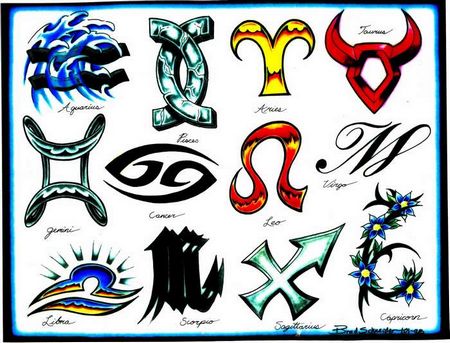 星座纹身图案：十二星座标志图标纹身图案纹身图片