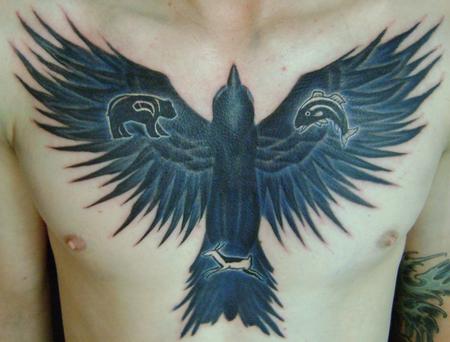 胸口纹身图案：胸口老鹰纹身图案图片