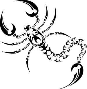 蝎子纹身图案：抽象蝎子图腾纹身图案纹身图片