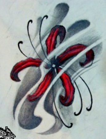 彼岸花纹身图案：彩色彼岸花纹身图案纹身图片