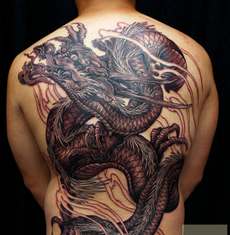 日本黄炎纹身作品：满背龙纹身图片（tattoo）欣赏