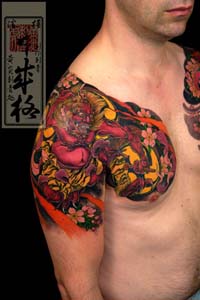 日本黄炎刺青作品欣赏：半胛纹身图片大全（tattoo）