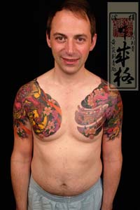日本黄炎刺青作品欣赏：双半胛纹身图片大全（tattoo）