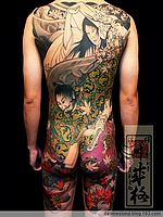 满背日本武士美女纹身图案