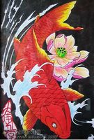 彩色鲤鱼纹身手稿武汉老兵纹身店为你提供