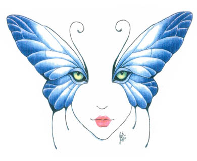 面具蝴蝶纹身图案