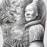 满背秦始皇兵马俑纹身图片