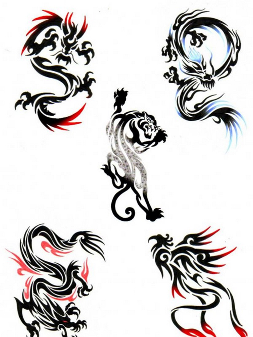 一组很柔美的图腾龙纹身图案龙图腾纹身图片分享