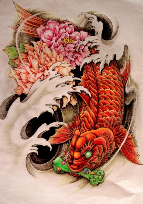 鳌鱼纹身图案