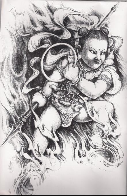 哪吒纹身图案