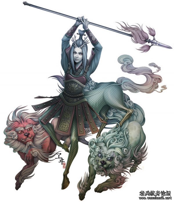 最经典麒麟神兽纹身图案超帅