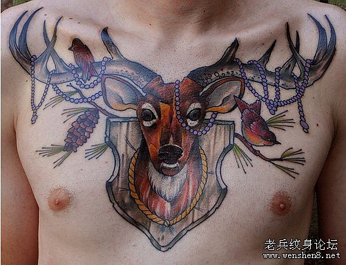 胸口鹿纹身图案大全