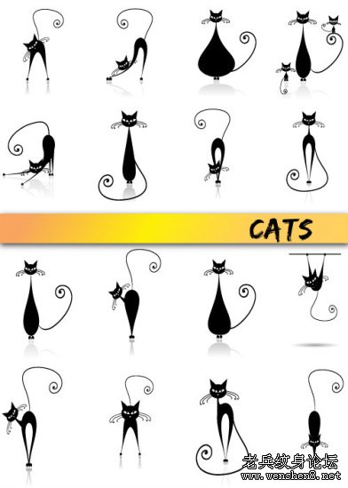 纹身图案大全：超酷超赞的猫咪图腾纹身图案图片